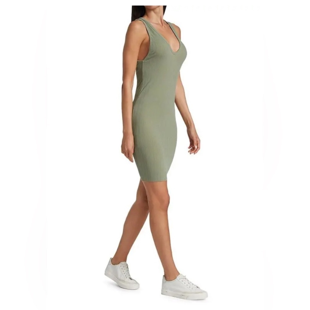 Rag & Bone Zoe deep v mini dress in sage green, size XS EUC